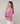 Tricolor round neck sweater in merino wool - Candy Pink